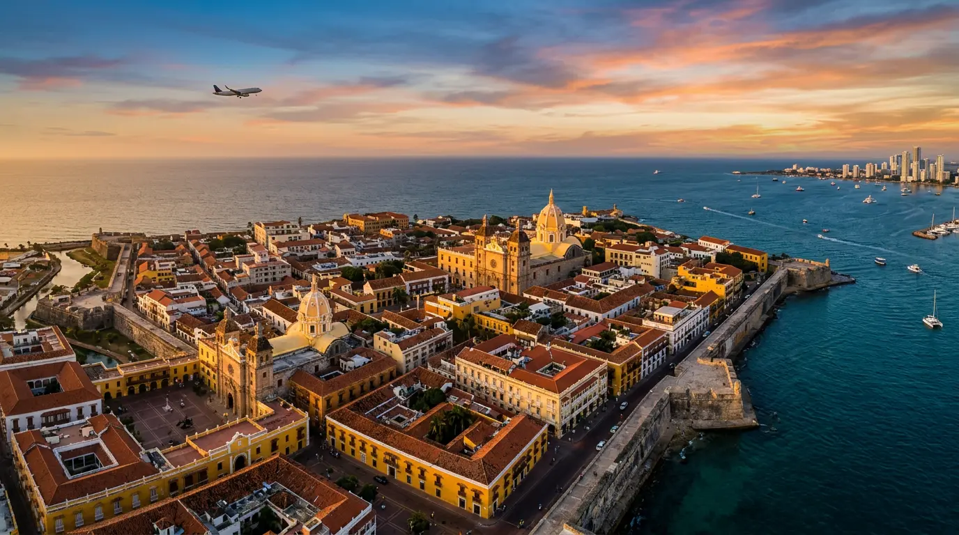 Ciudad amurallada de Cartagena al atardecer